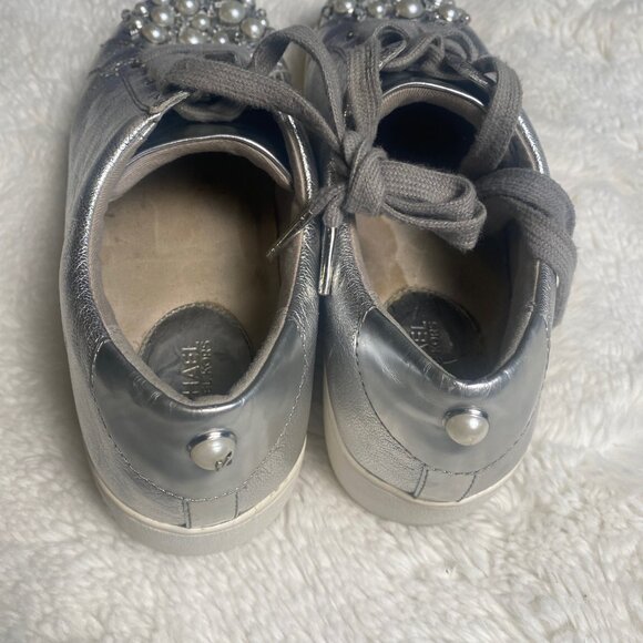 Michael Kors Silver PEARL Stud Sneakers - Picture 5 of 10
